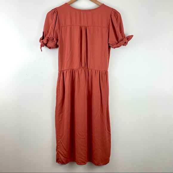 One Clothing Orange Button Down Midi Dress Large - Picture 2 of 8